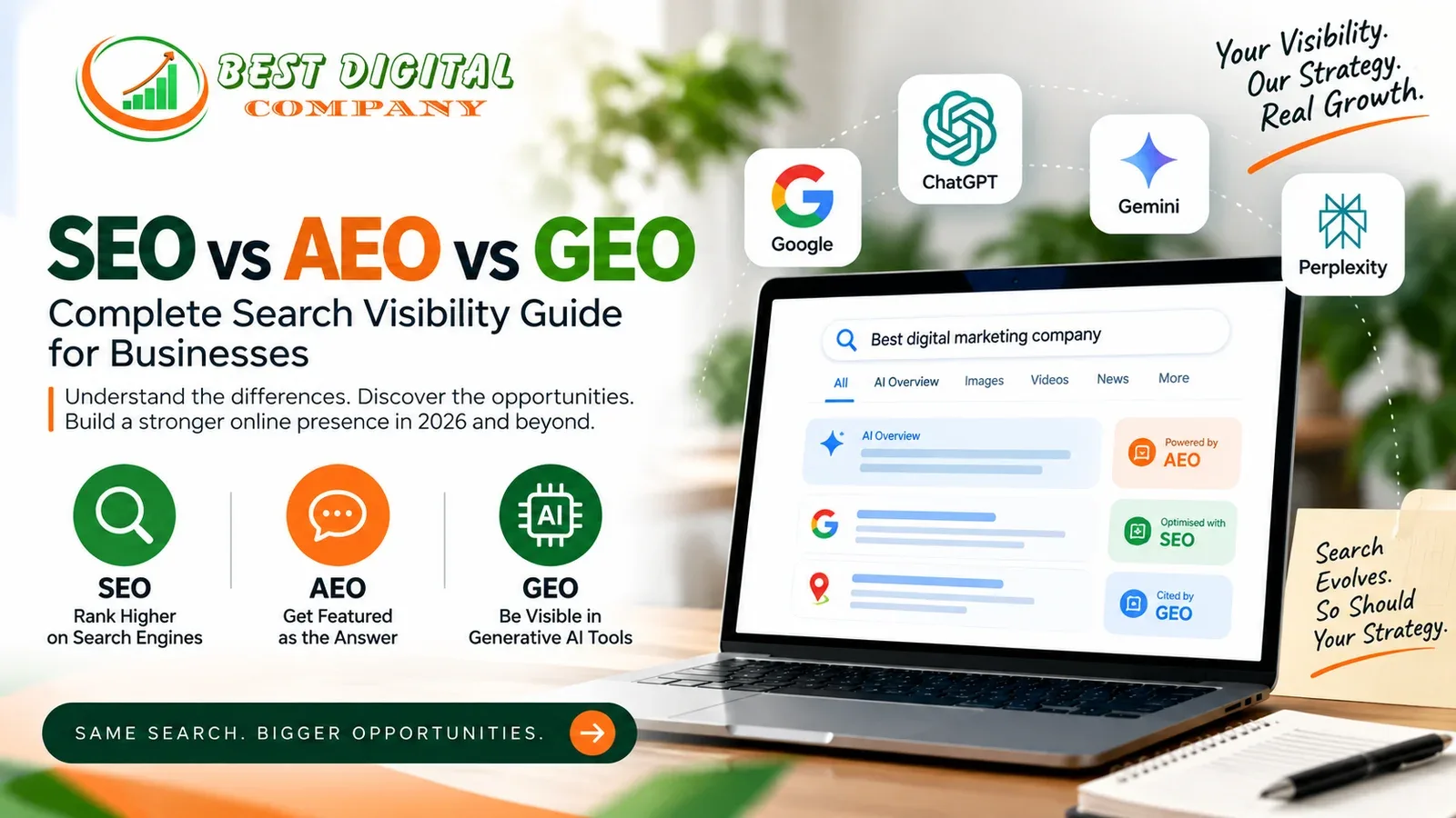 SEO vs AEO vs GEO: Complete Search Visibility Guide